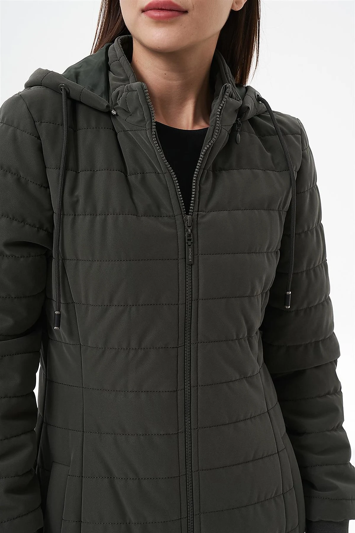 Removable Hooded Anorak Coat Khaki