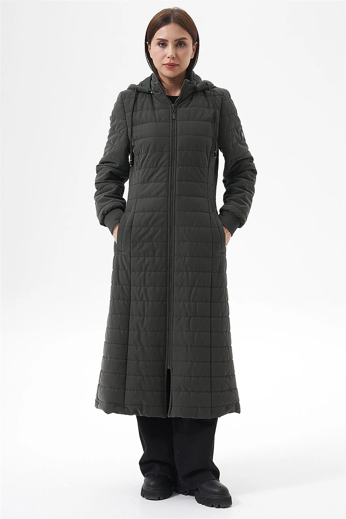 Removable Hooded Anorak Coat Khaki