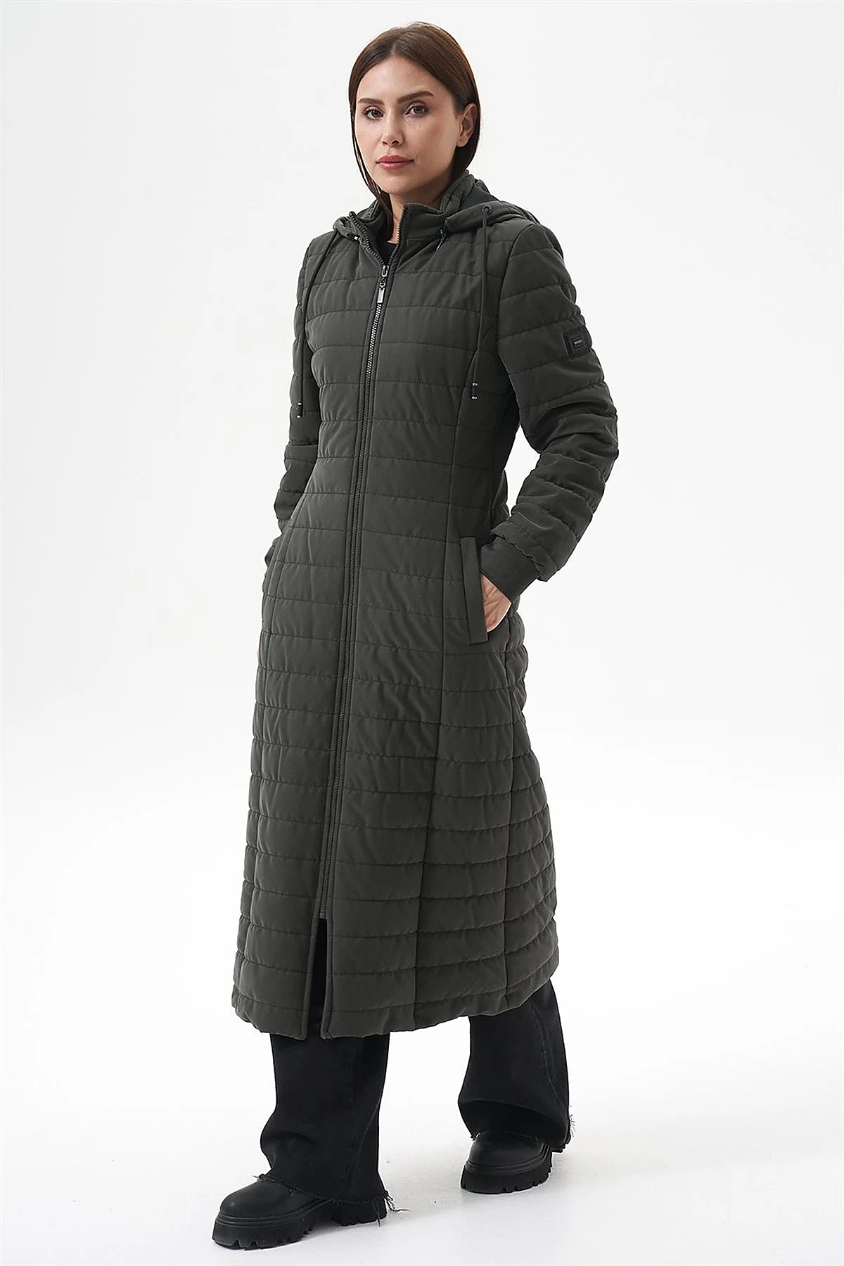 Removable Hooded Anorak Coat Khaki