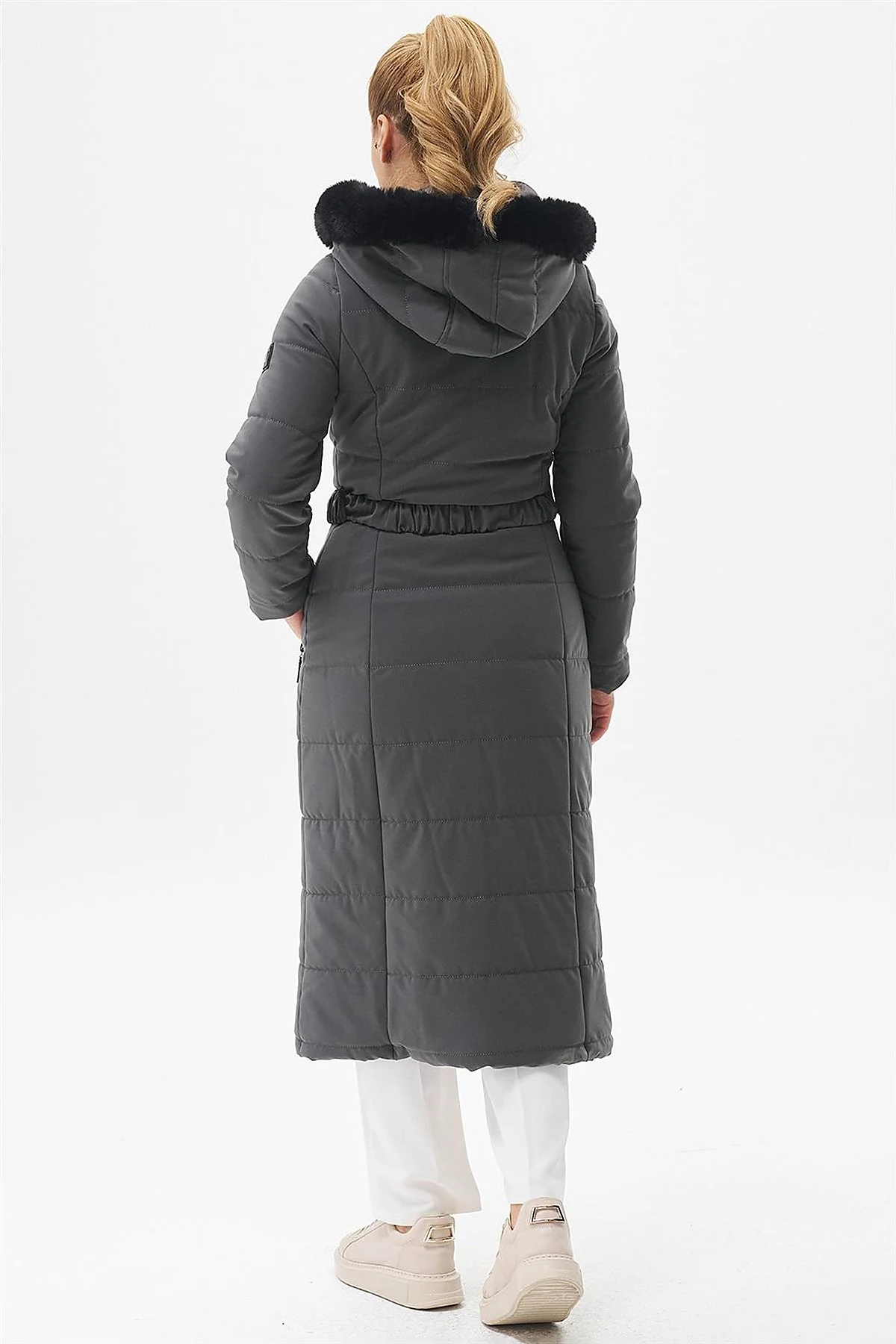 Double Zipper Detail Anorak Coat Anthracite 