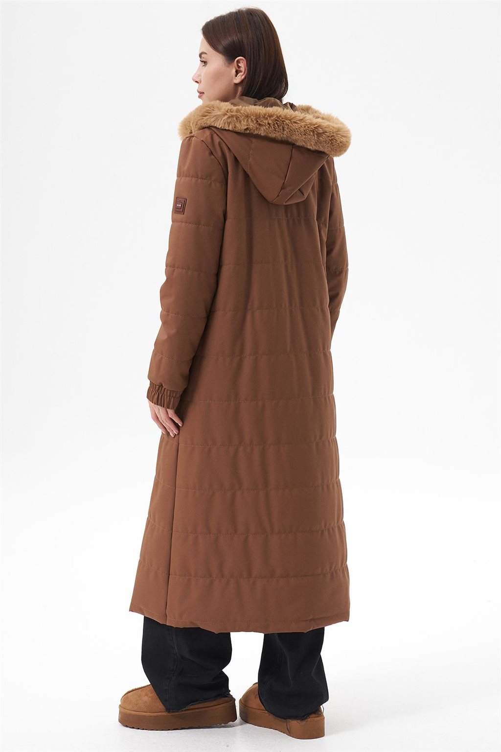 Bilekleri Lastikli Anorak Mont Camel
