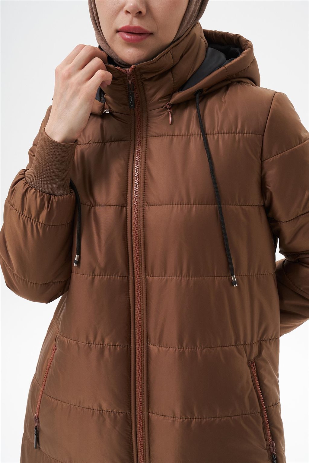 Çıkarılabilir Kapüşonlu Cepli Anorak Mont Camel 