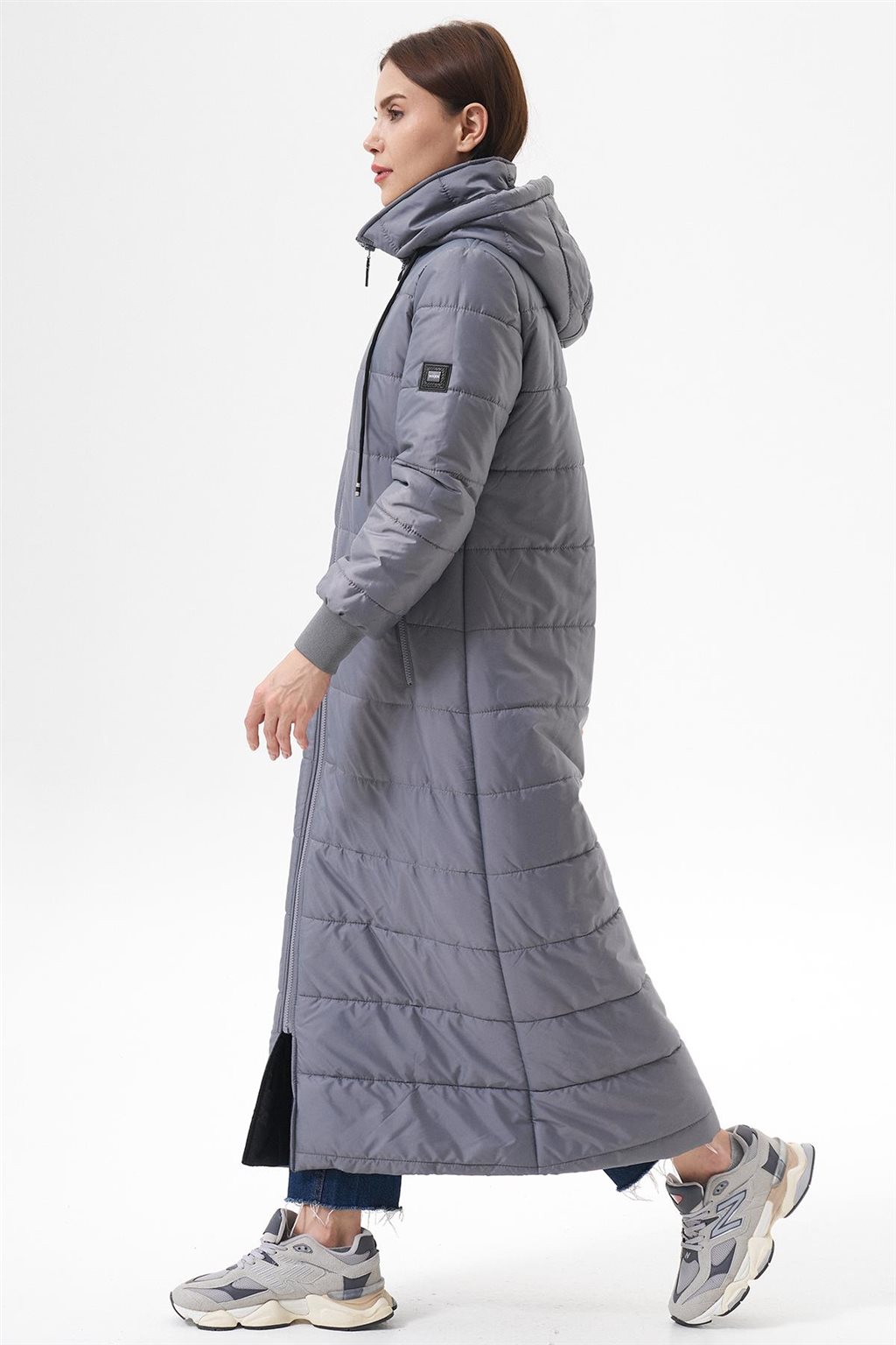 Çıkarılabilir Kapüşonlu Cepli Anorak Mont Gri 