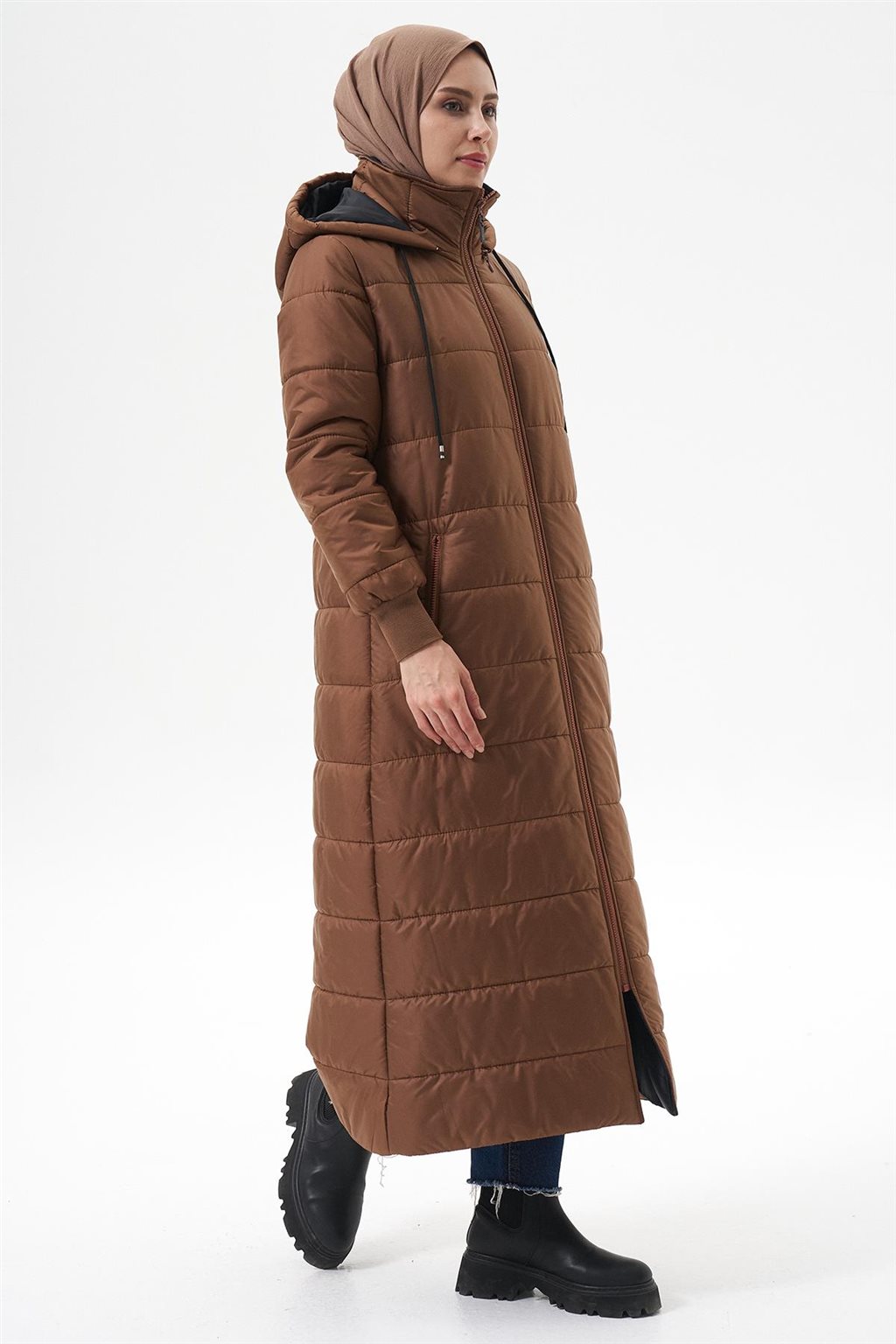 Çıkarılabilir Kapüşonlu Cepli Anorak Mont Camel 
