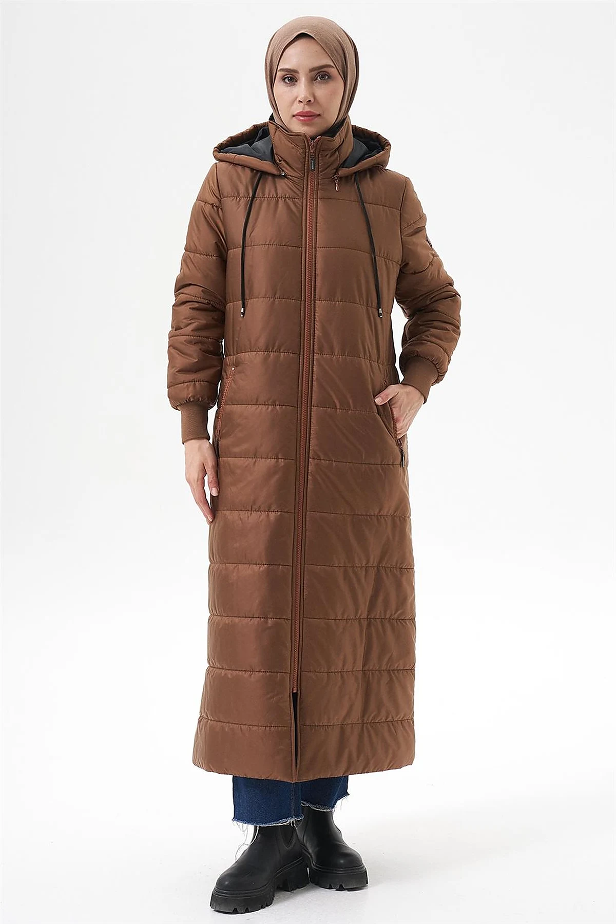 Detachable Hooded Pocketed Anorak Coat Camel