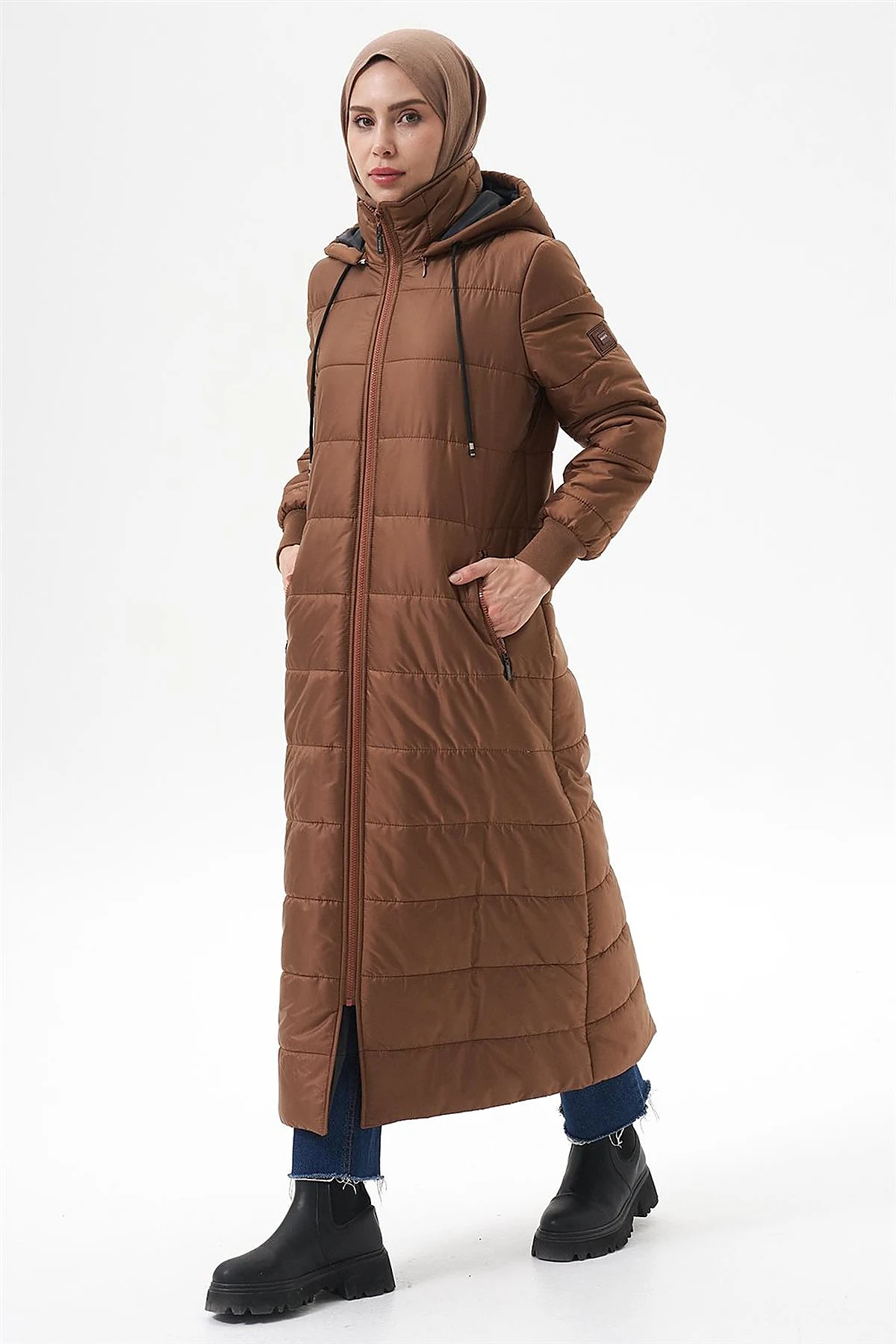 Detachable Hooded Pocketed Anorak Coat Camel