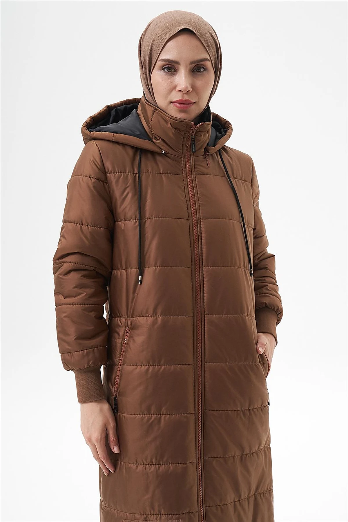 Detachable Hooded Pocketed Anorak Coat Camel