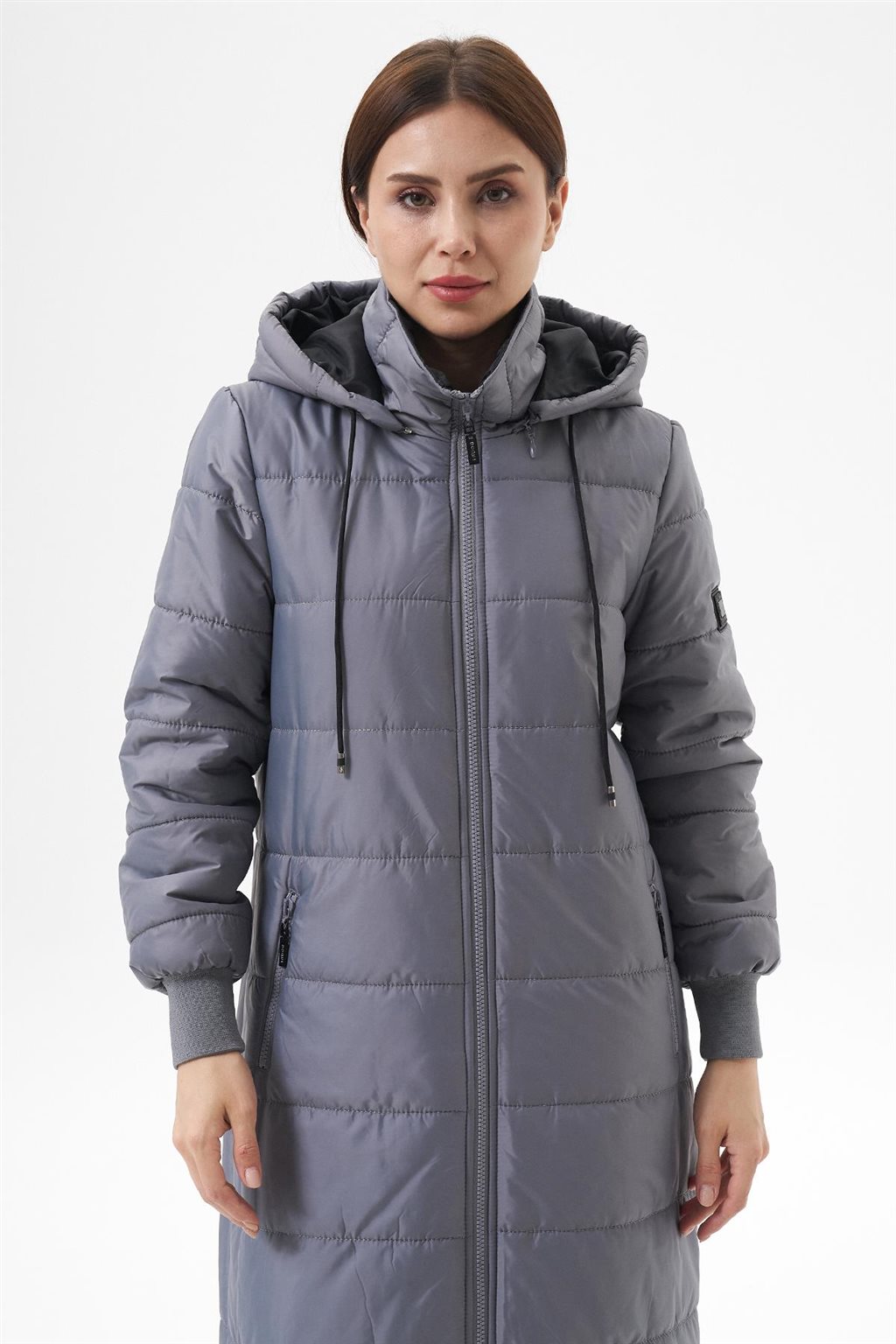 Çıkarılabilir Kapüşonlu Cepli Anorak Mont Gri 