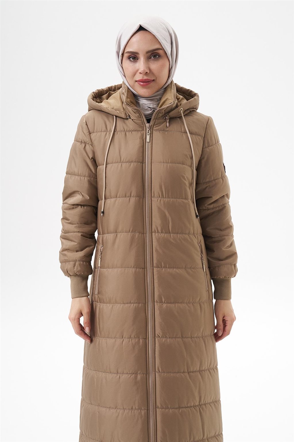 Çıkarılabilir Kapüşonlu Cepli Anorak Mont Bej 