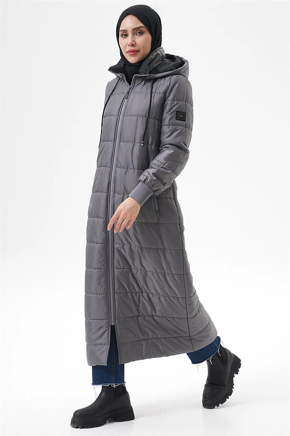 Detachable Hooded Pocketed Anorak Coat Anthracite 