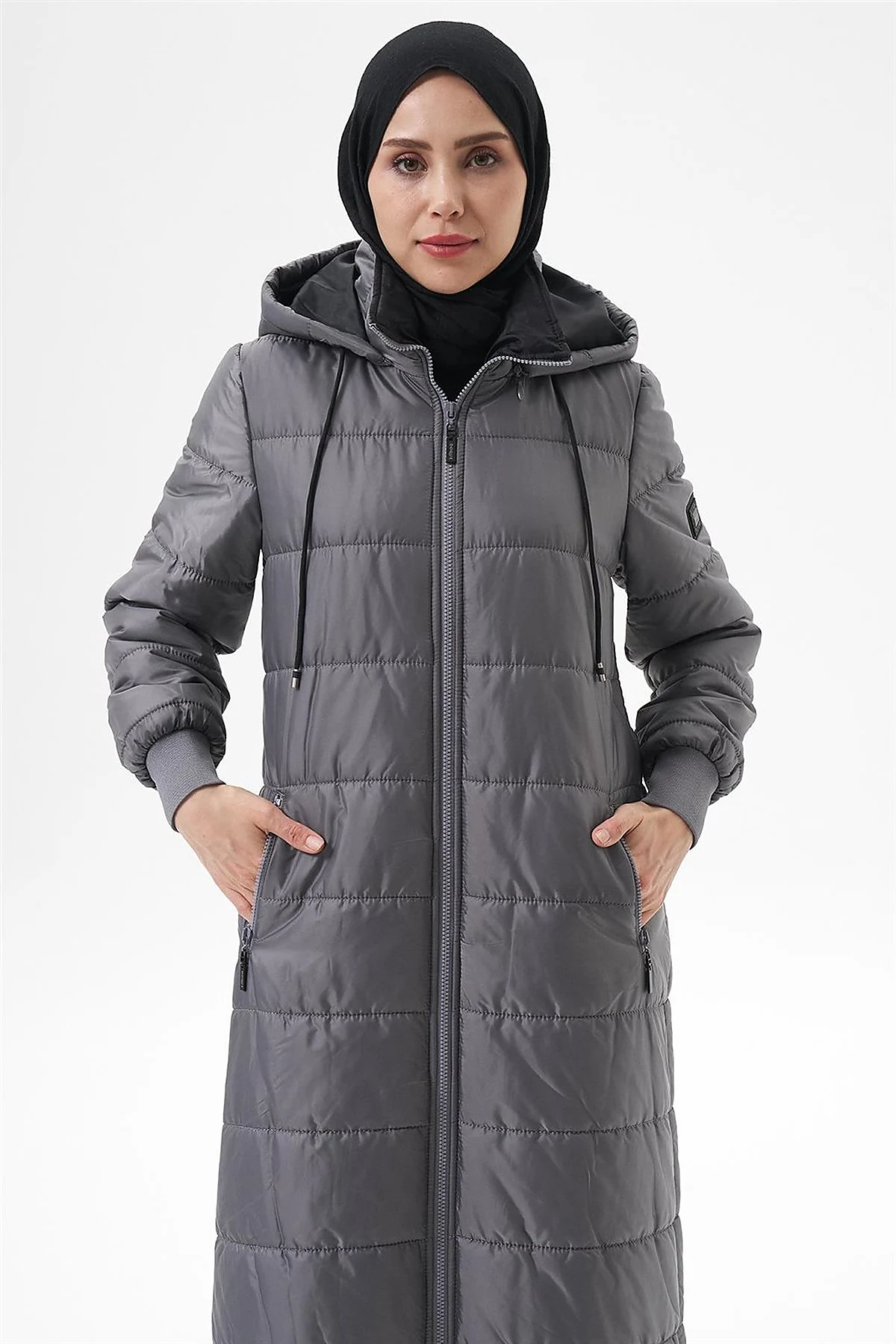 Detachable Hooded Pocketed Anorak Coat Anthracite 