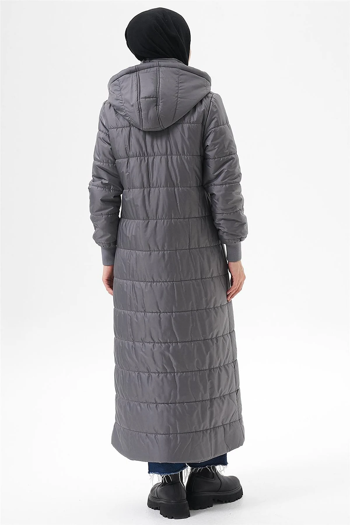 Detachable Hooded Pocketed Anorak Coat Anthracite 
