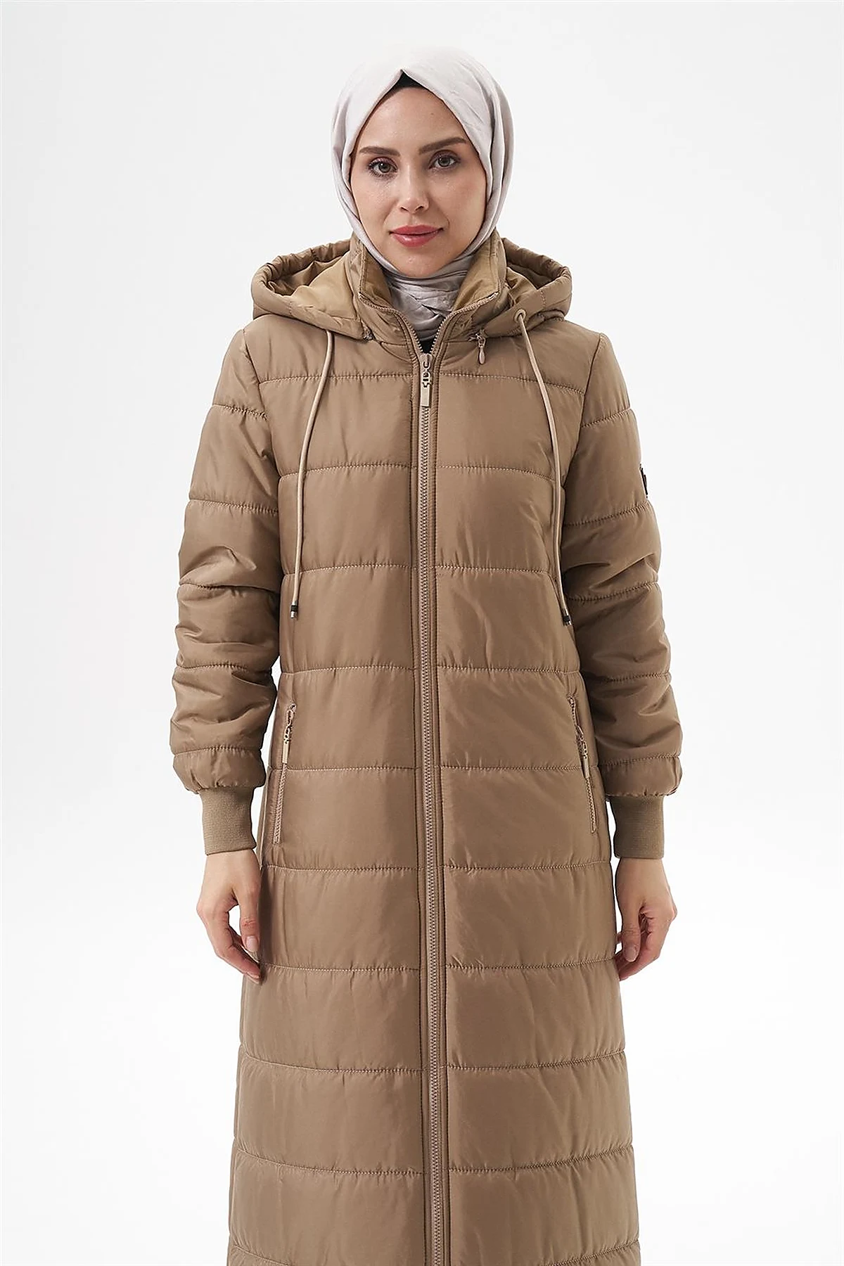 Detachable Hooded Pocketed Anorak Coat Beige
