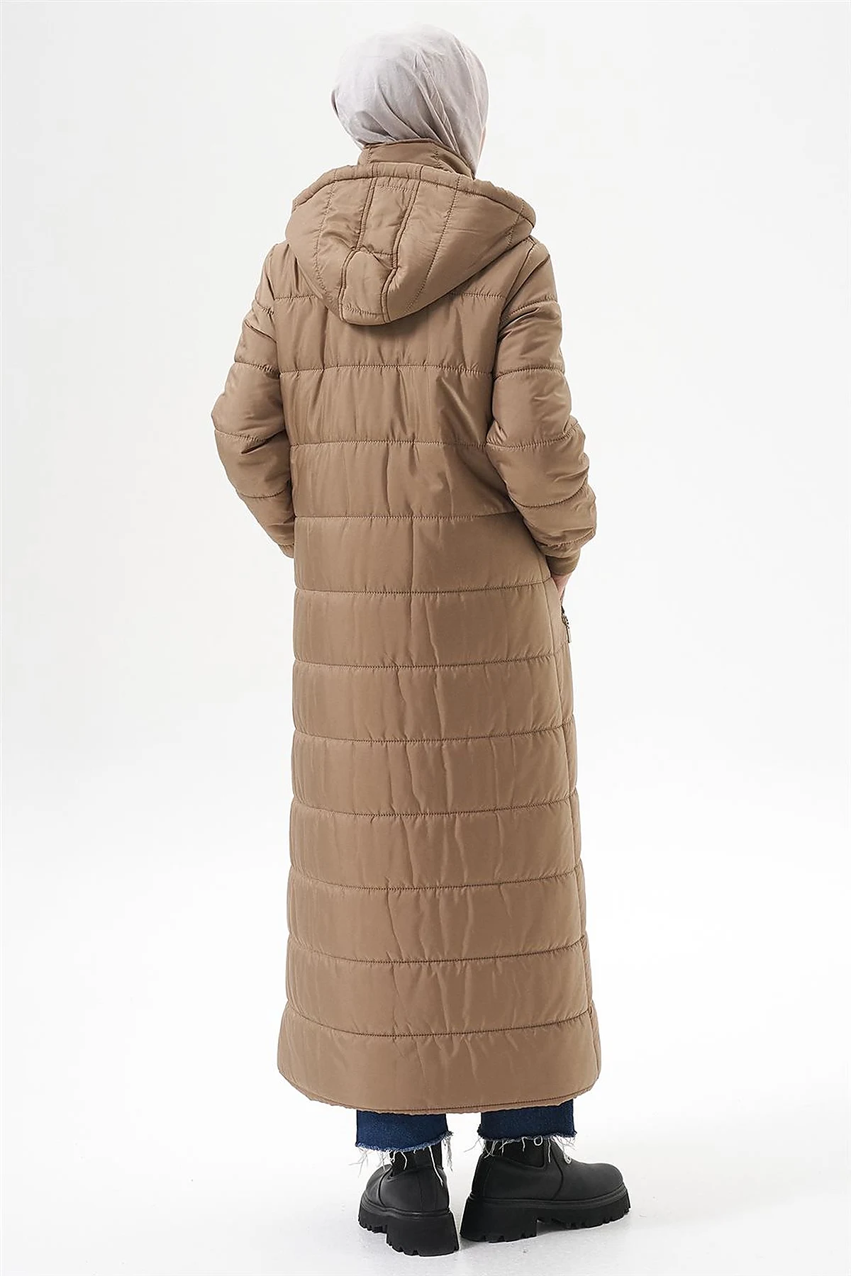 Detachable Hooded Pocketed Anorak Coat Beige