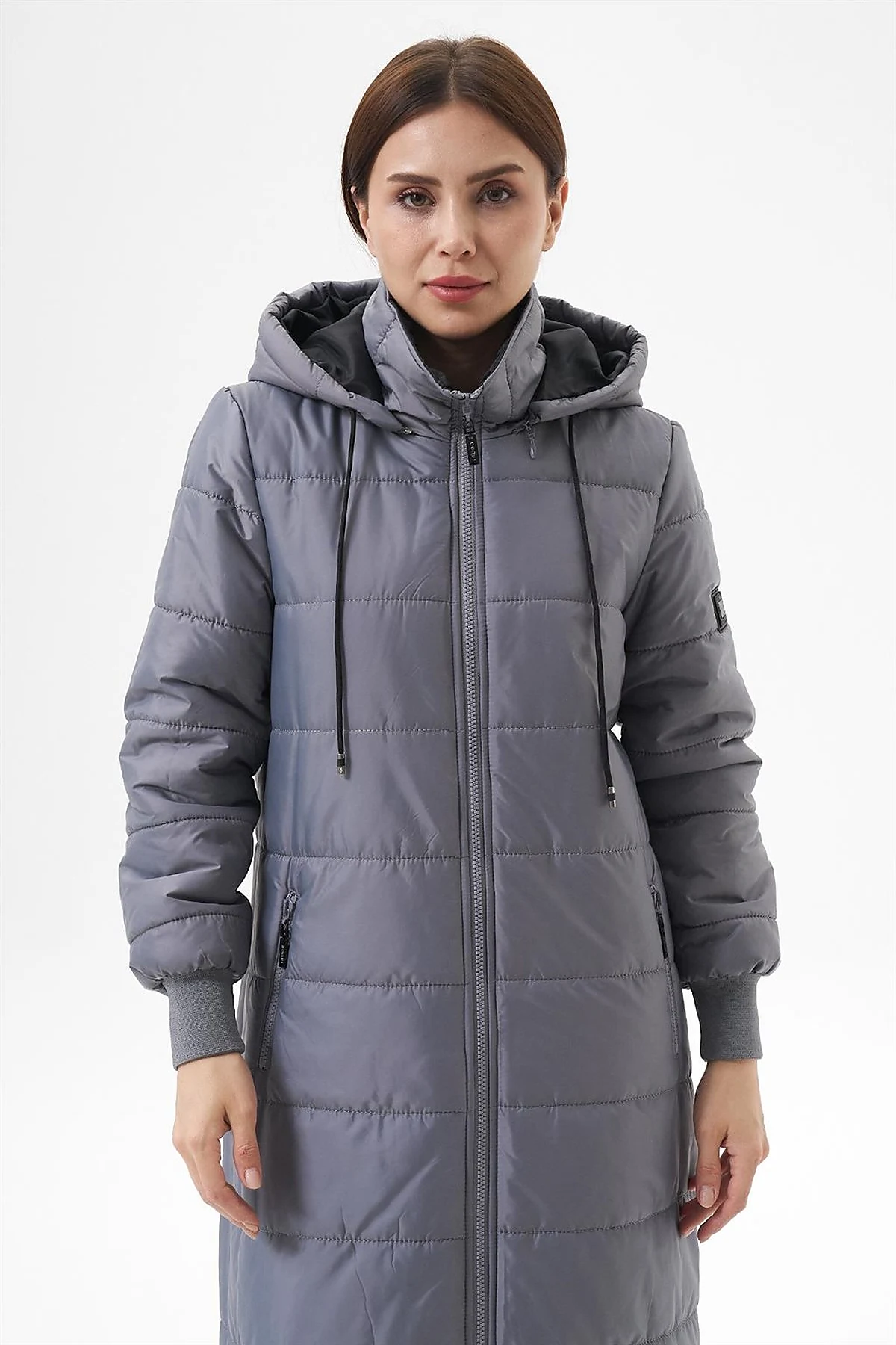 Detachable Hooded Pocketed Anorak Coat Gray