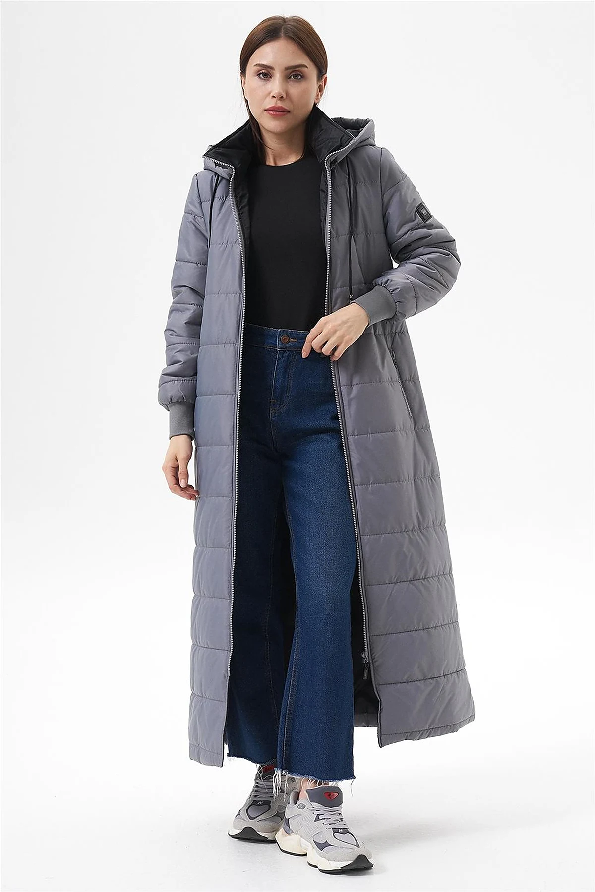 Detachable Hooded Pocketed Anorak Coat Gray