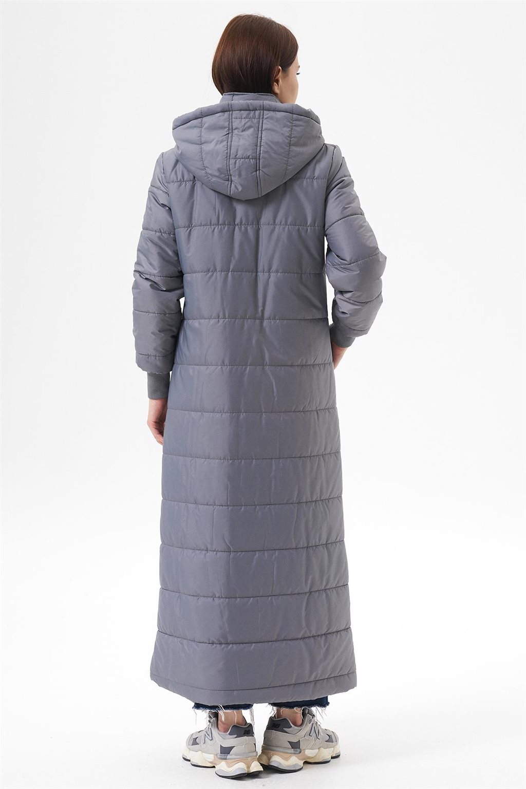 Çıkarılabilir Kapüşonlu Cepli Anorak Mont Gri 