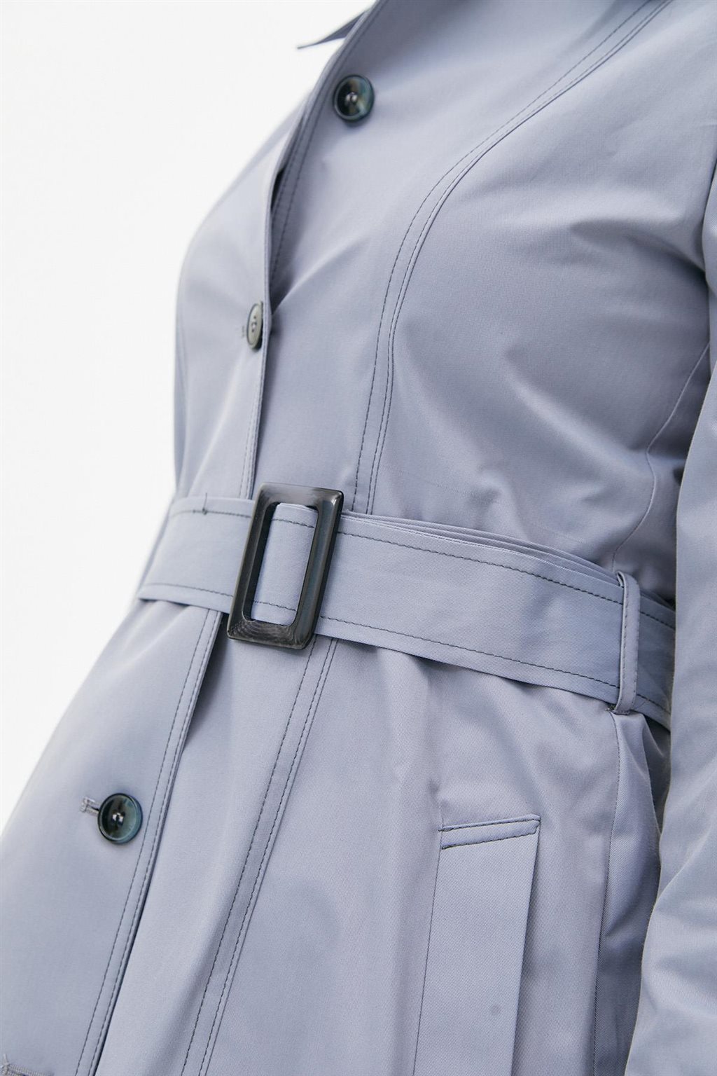 Belted Short Trench Coat Gray 