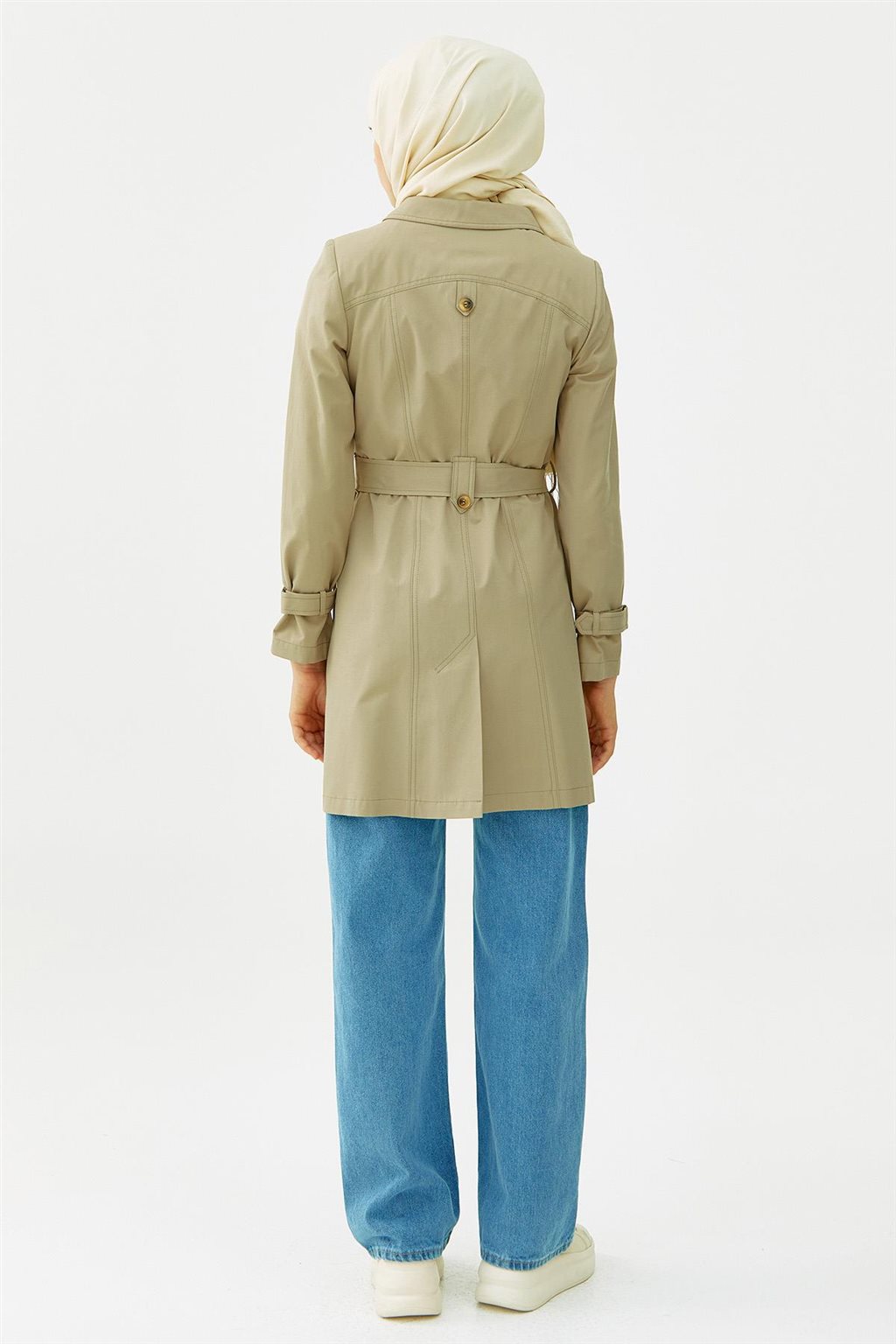 Belted Short Trench Coat Khaki