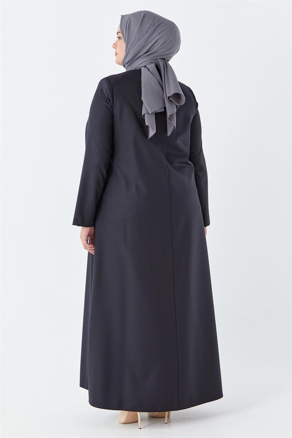 Embroidered Tie Detail Overcoat Black