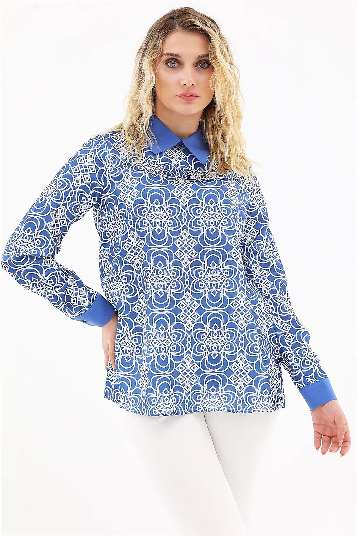Printed Blouse Royal Blue 