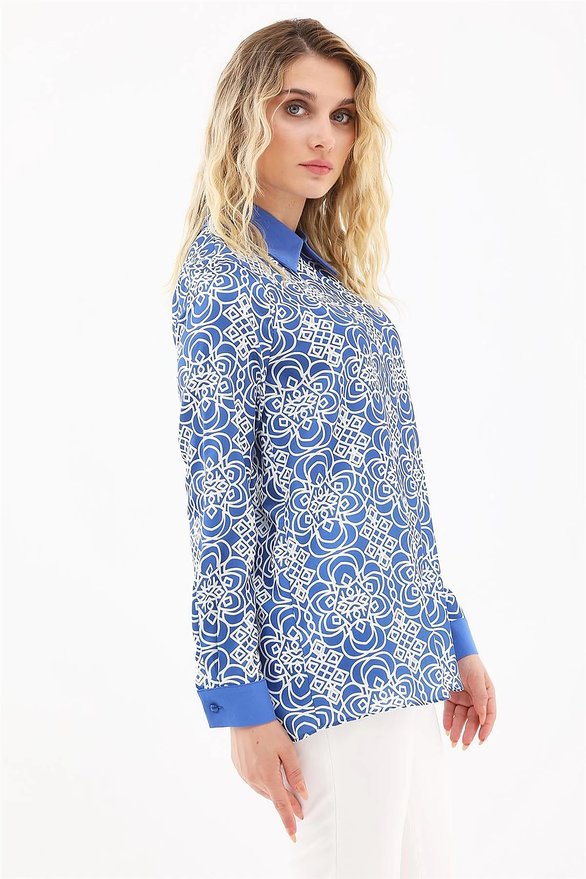 Printed Blouse Royal Blue 