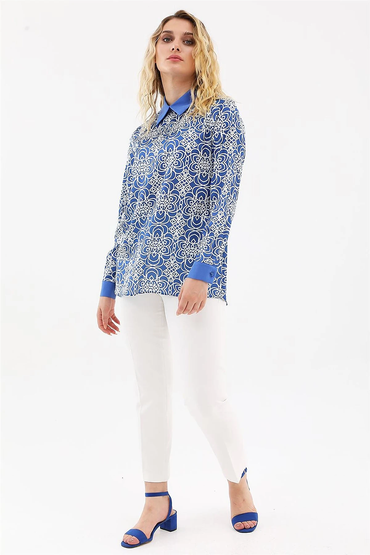 Printed Blouse Royal Blue 