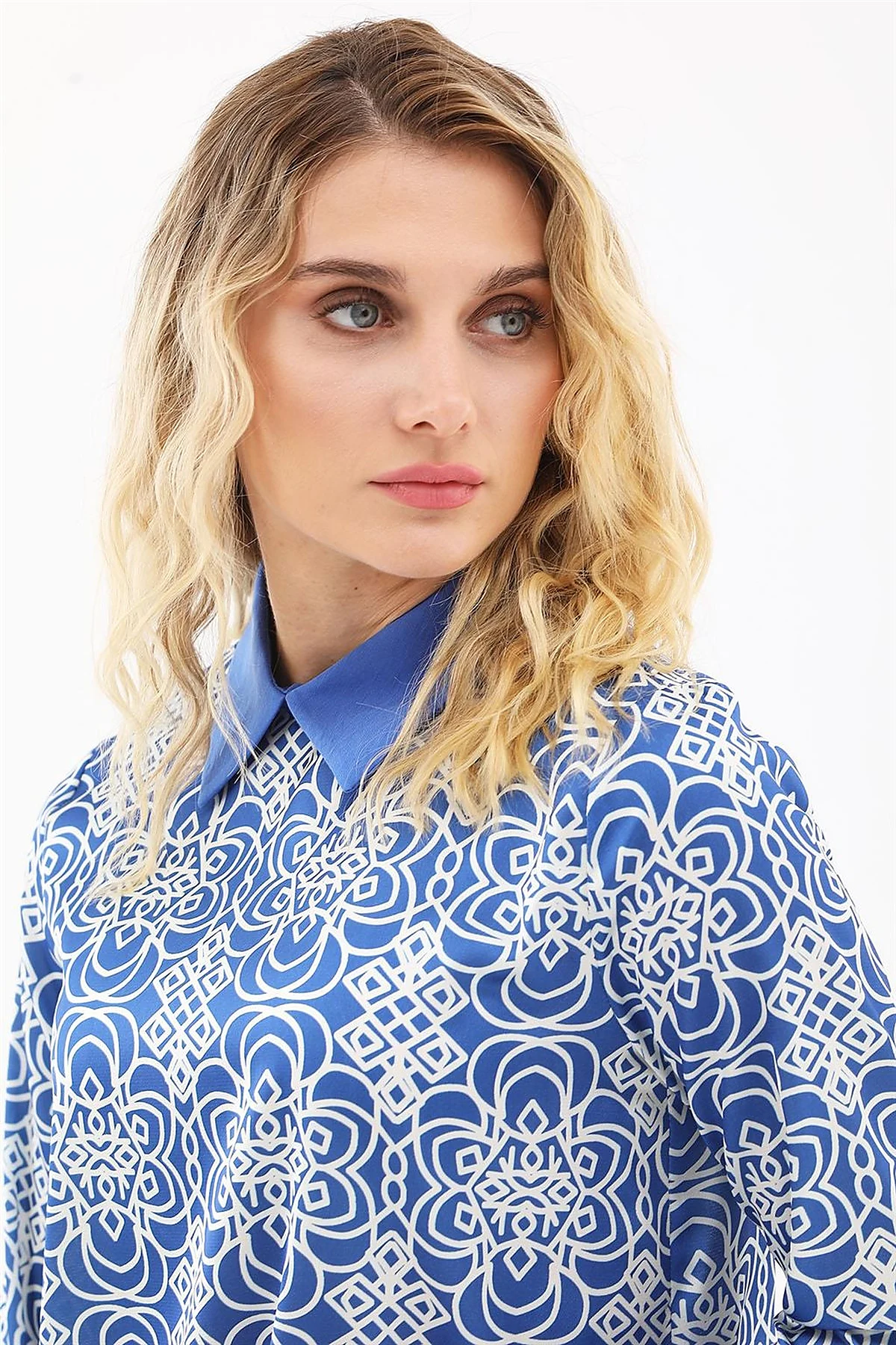 Printed Blouse Royal Blue 