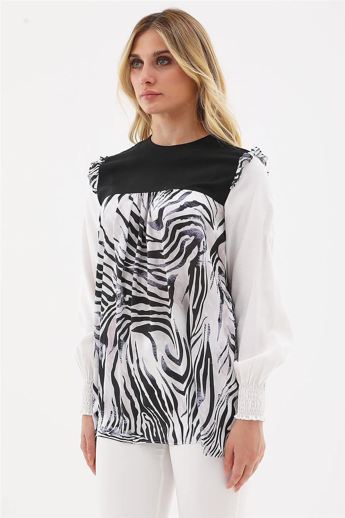 Zebra Print Blouse Black