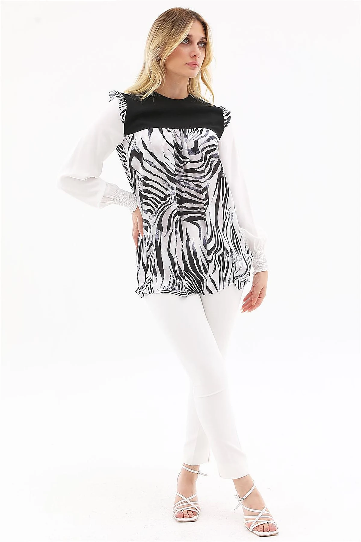 Zebra Print Blouse Black