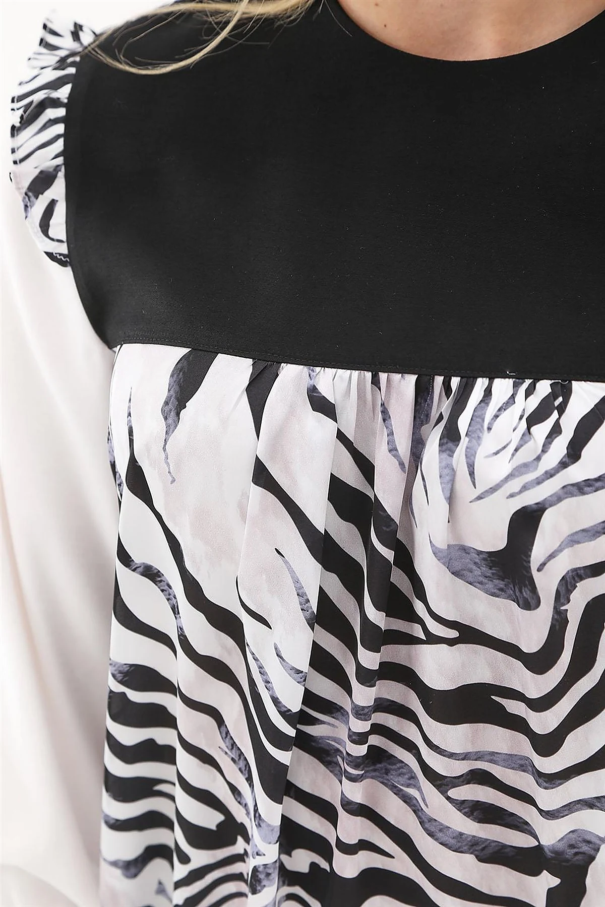 Zebra Print Blouse Black
