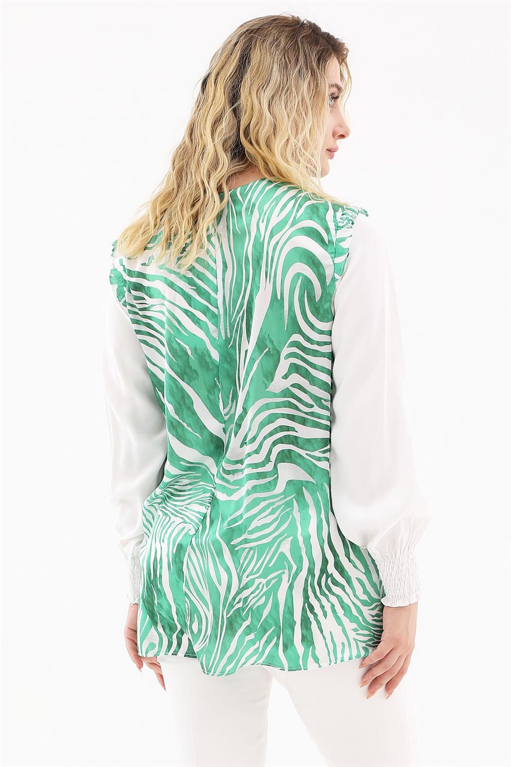 Zebra Desen Bluz Yeşil 