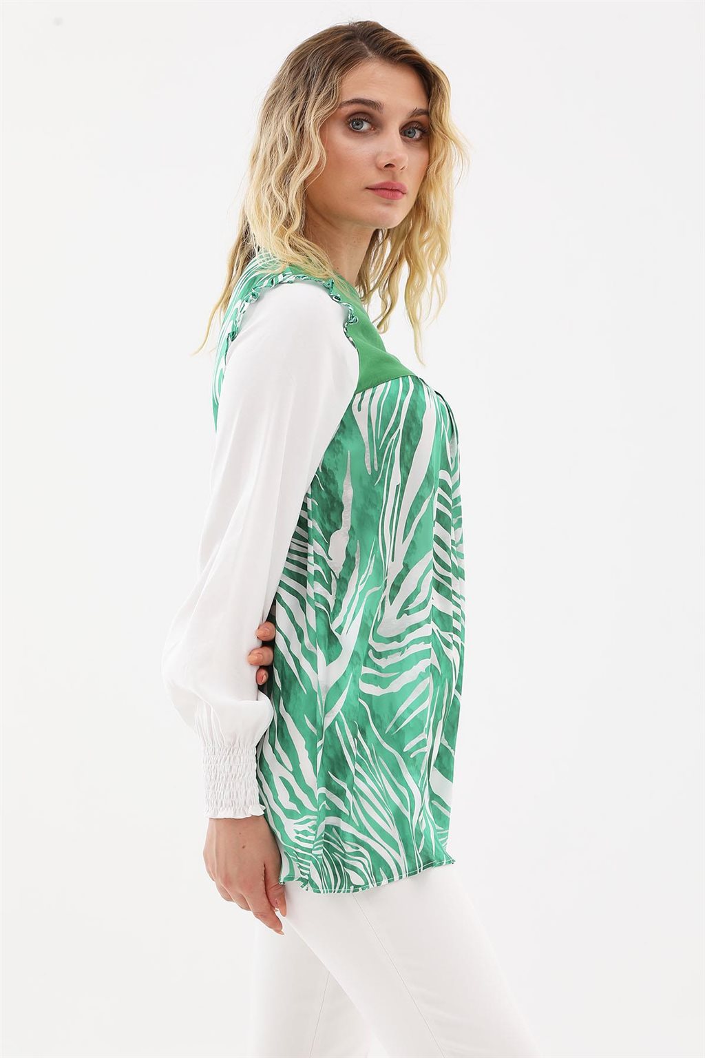 Zebra Desen Bluz Yeşil 