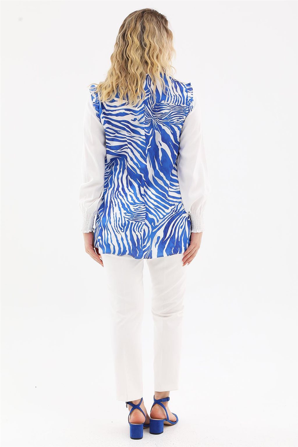 Zebra Desen Bluz Saks 