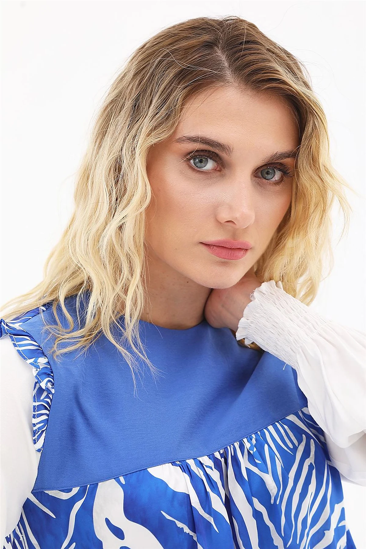 Zebra Print Blouse Royal Blue 