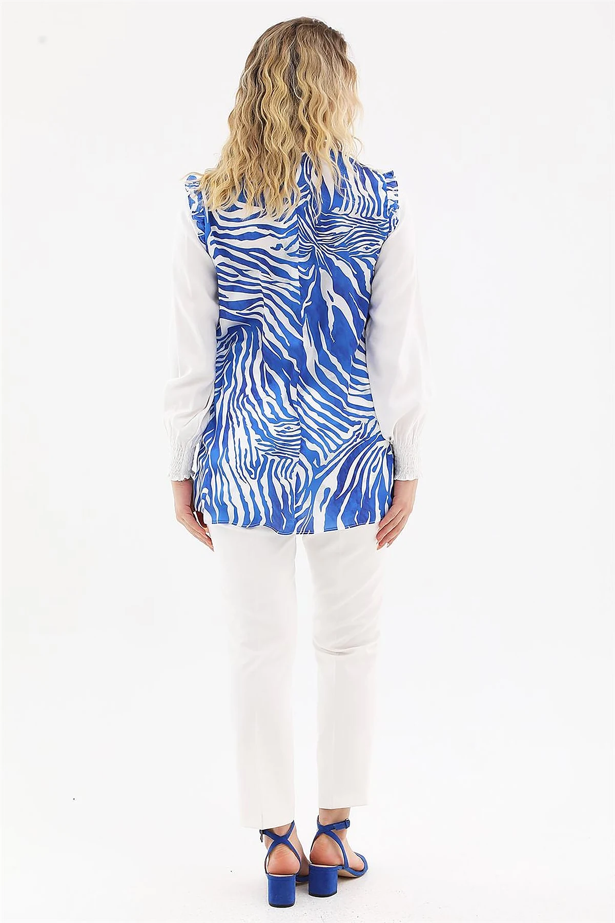 Zebra Print Blouse Royal Blue 