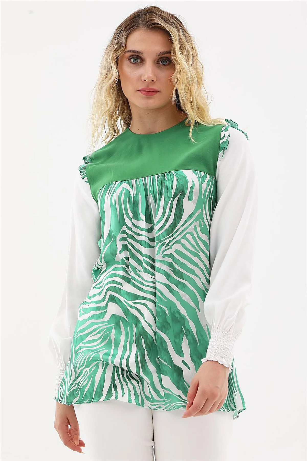 Zebra Print Blouse Green 