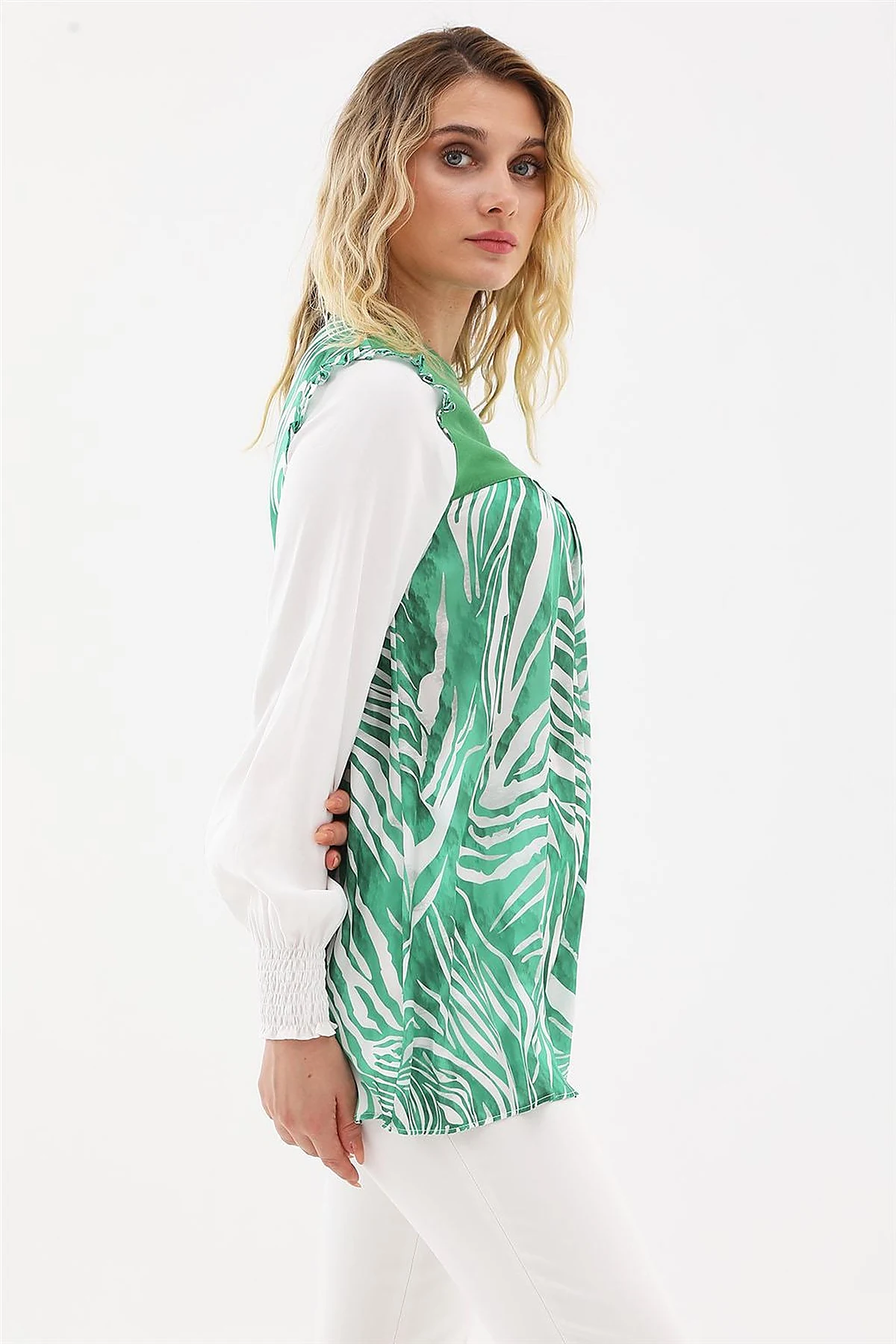 Zebra Print Blouse Green 