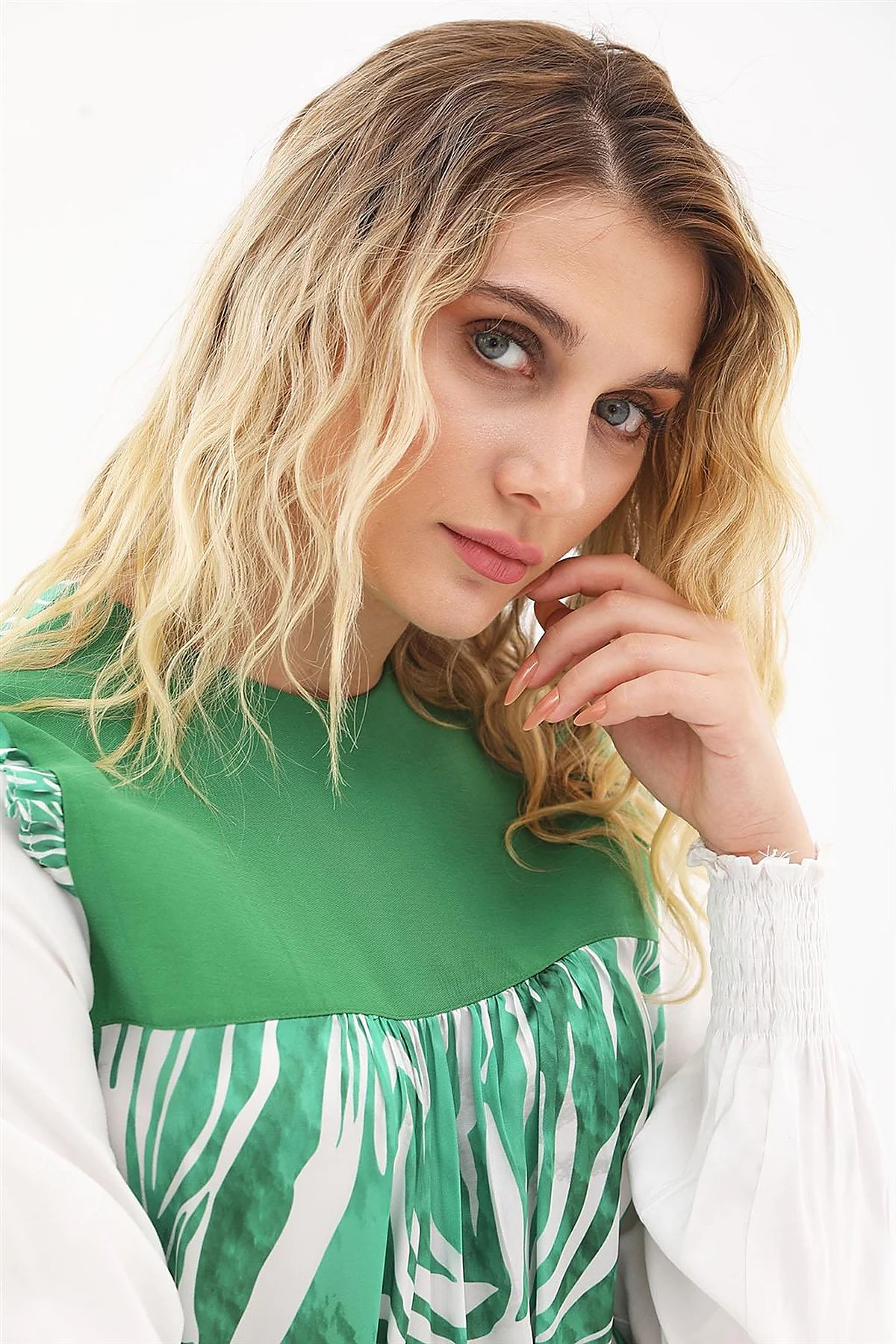 Zebra Print Blouse Green 