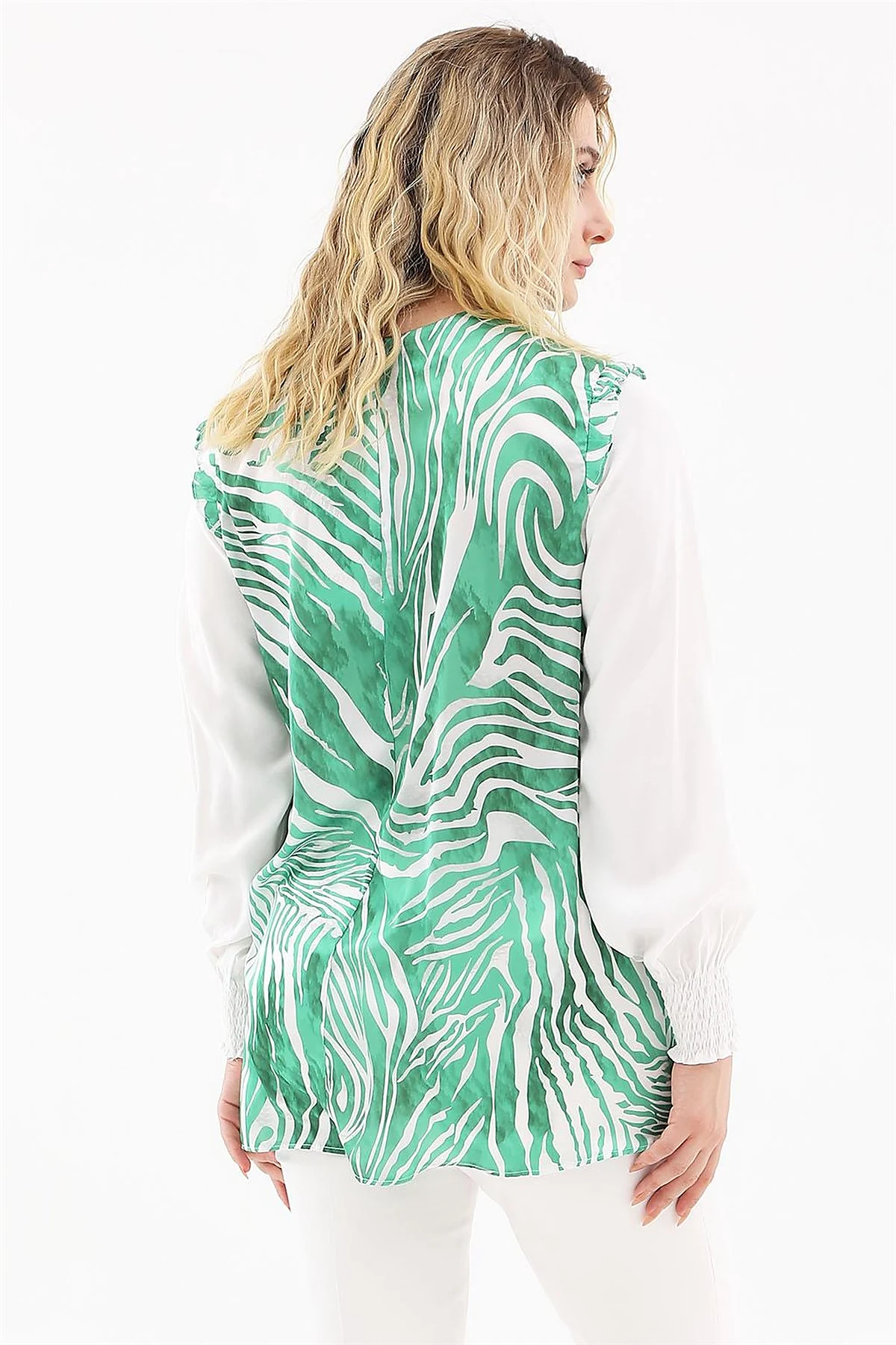 Zebra Print Blouse Green 