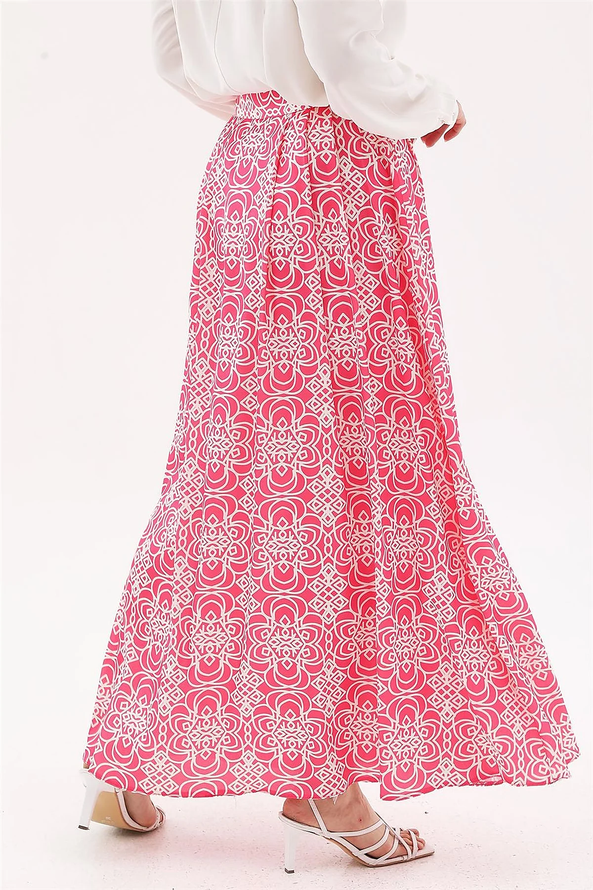 Patterned Pleated Skirt Fuchsia 