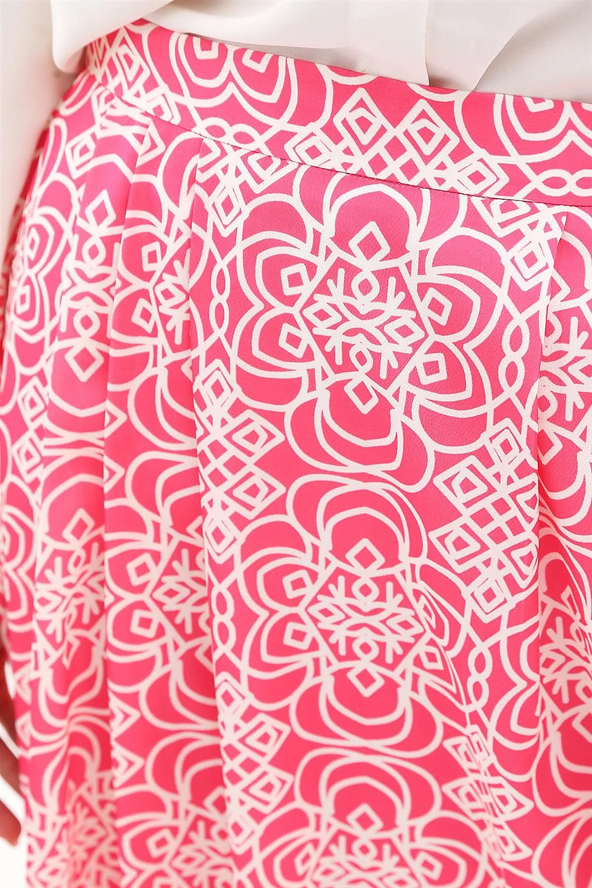 Patterned Pleated Skirt Fuchsia 