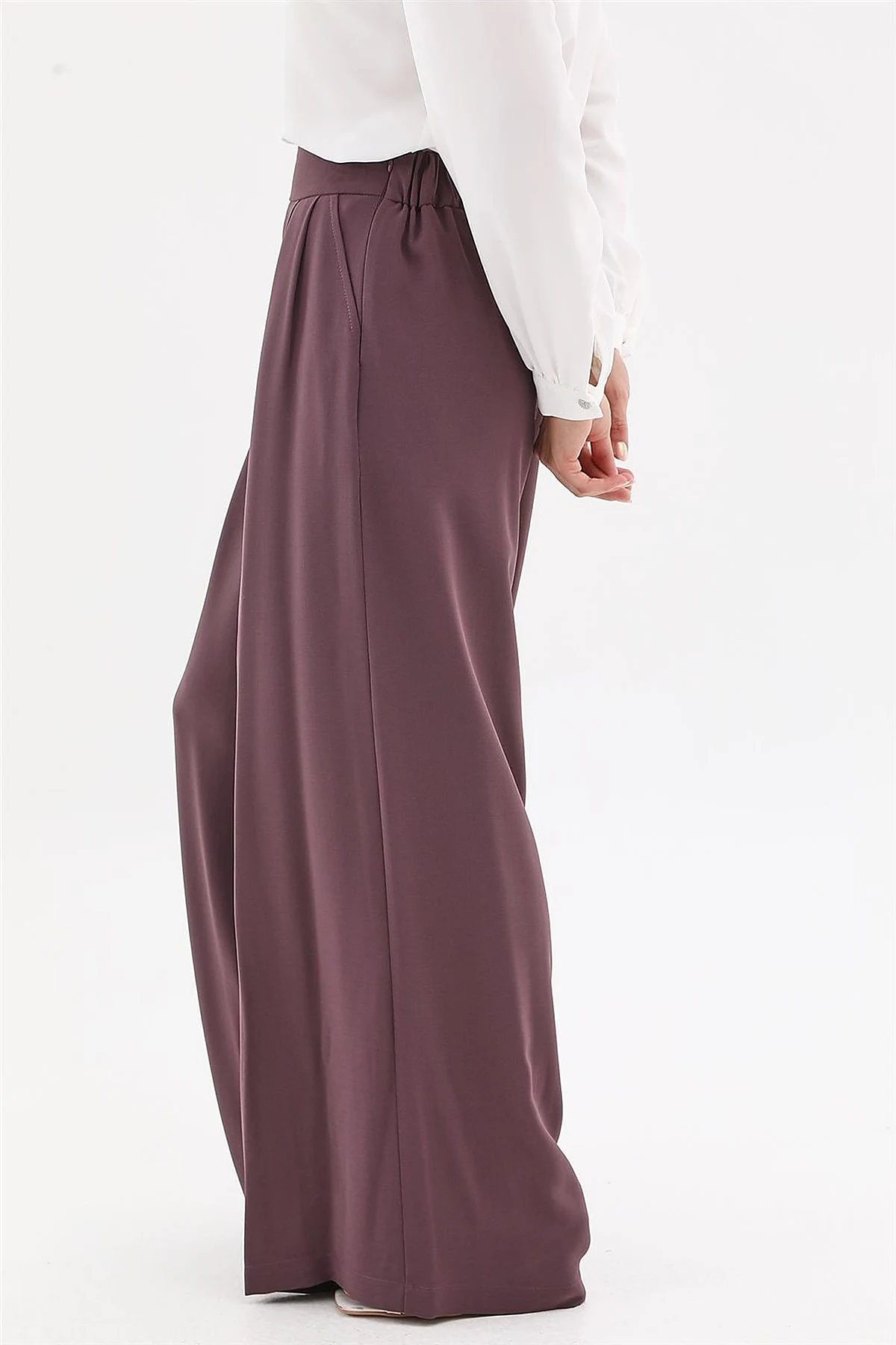 Pleated Wide-Leg Pants Plum 