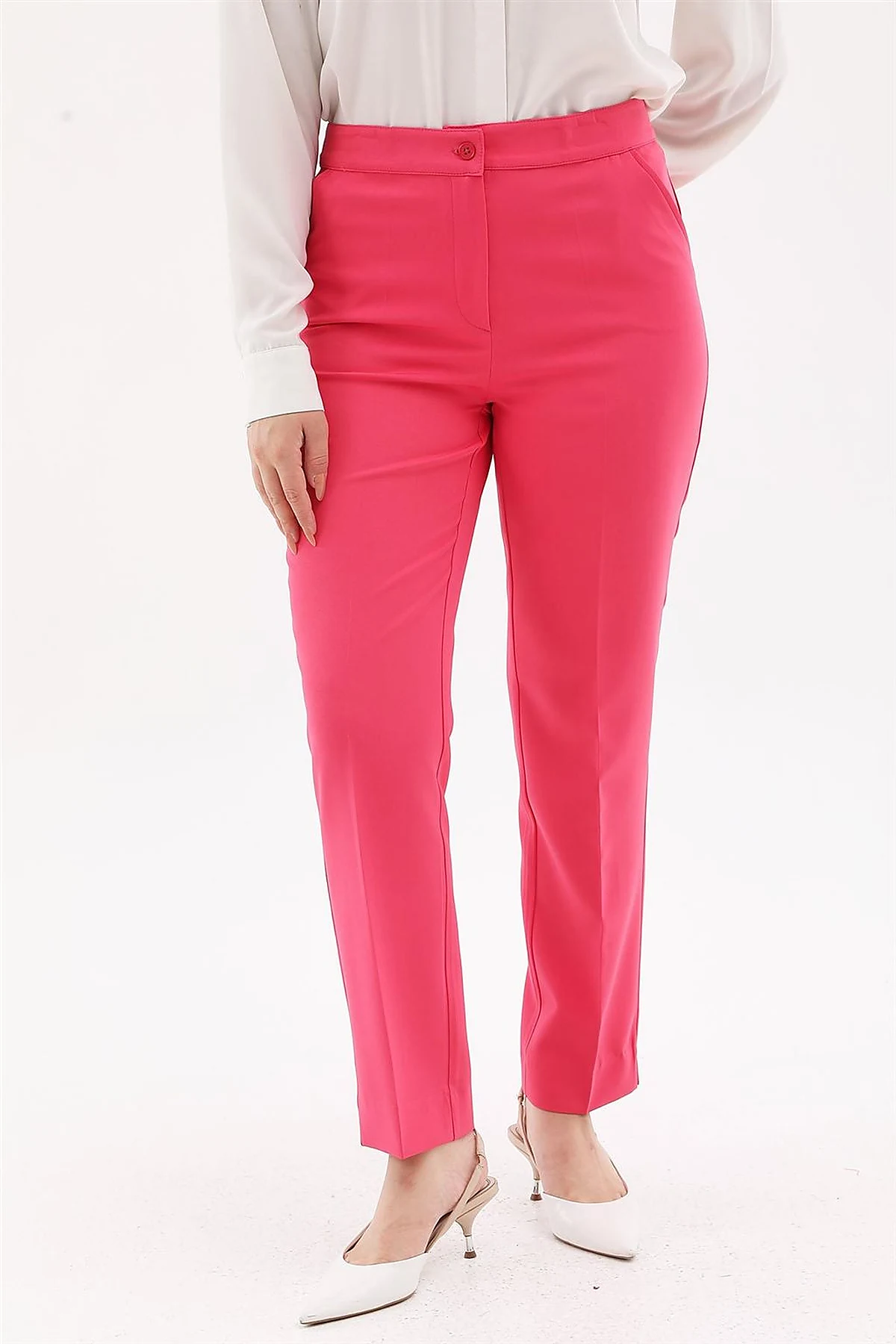 Cigarette Fit Pantolon Fuşya 