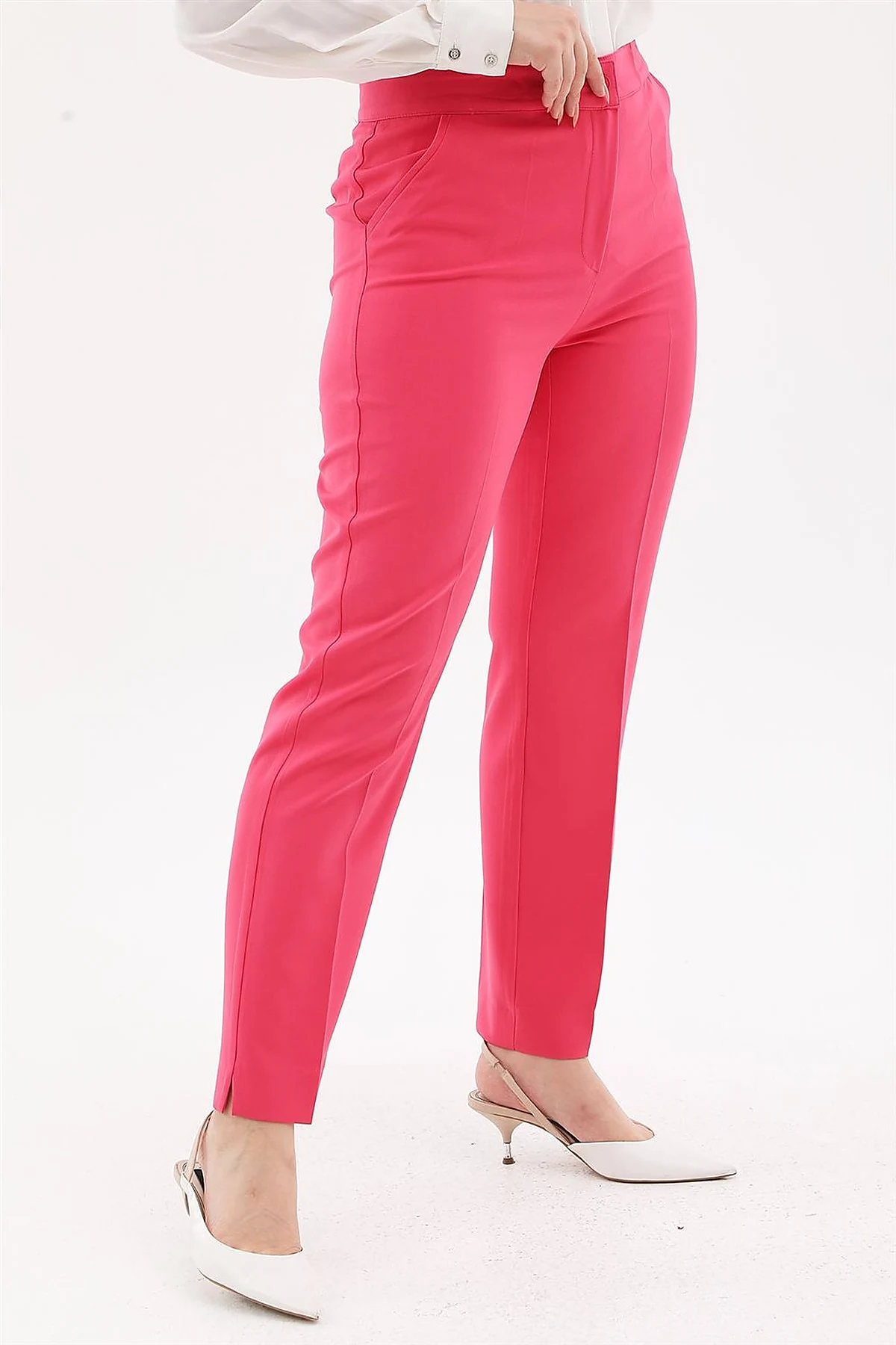 Cigarette Fit Pantolon Fuşya 