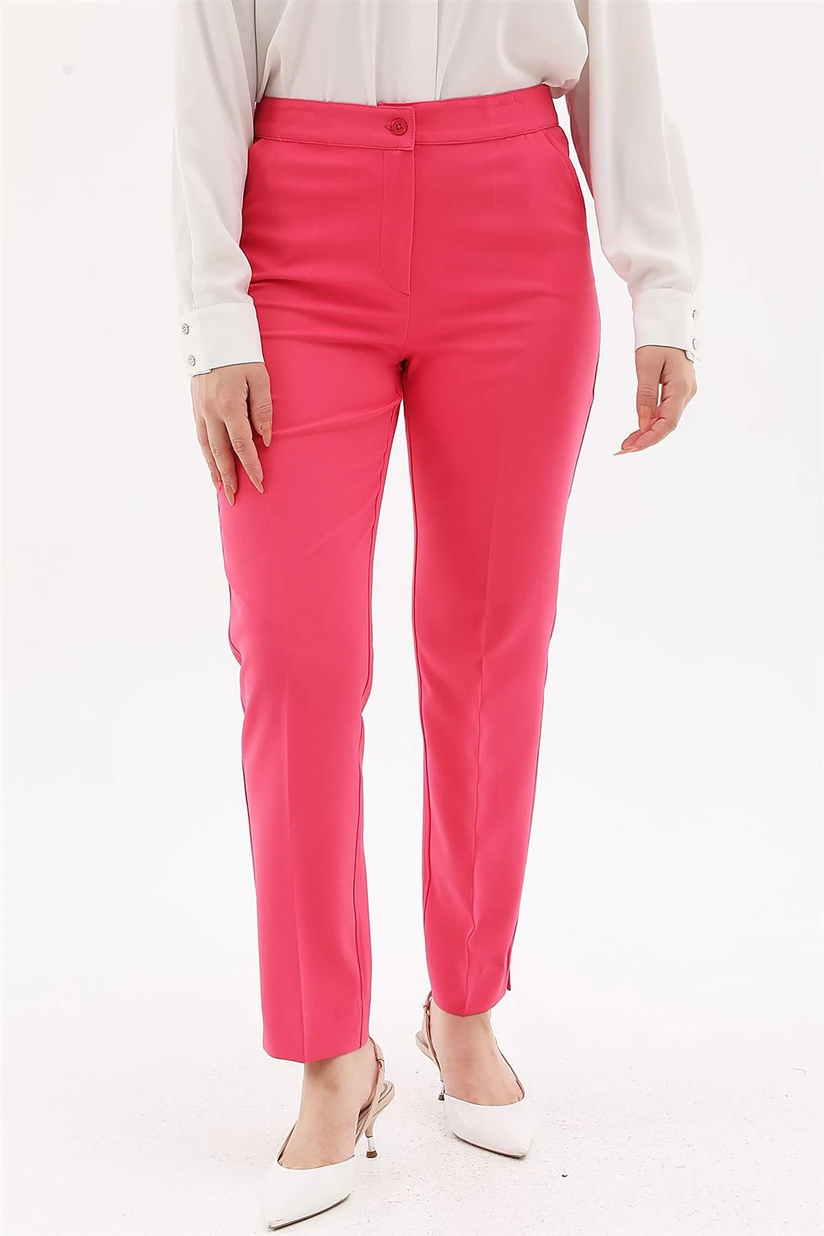 Cigarette Fit Pantolon Fuşya 