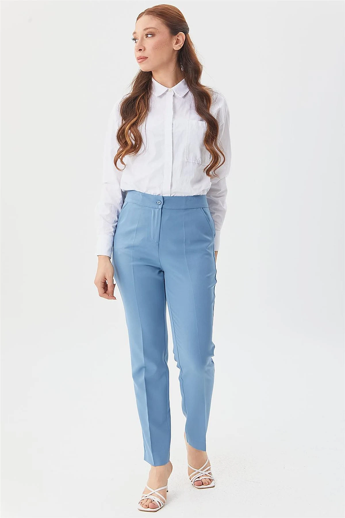 Cigarette Fit Pantolon Mavi
