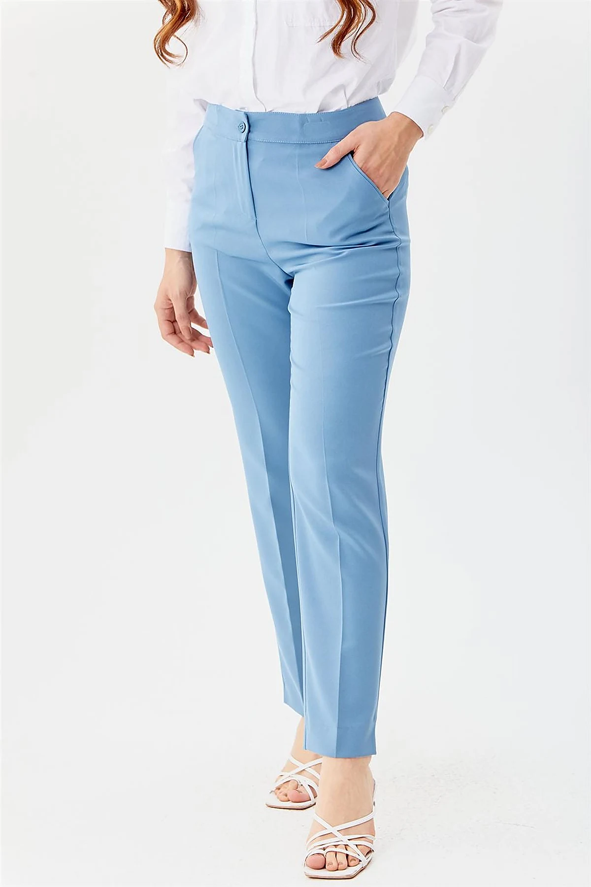 Cigarette Fit Pantolon Mavi