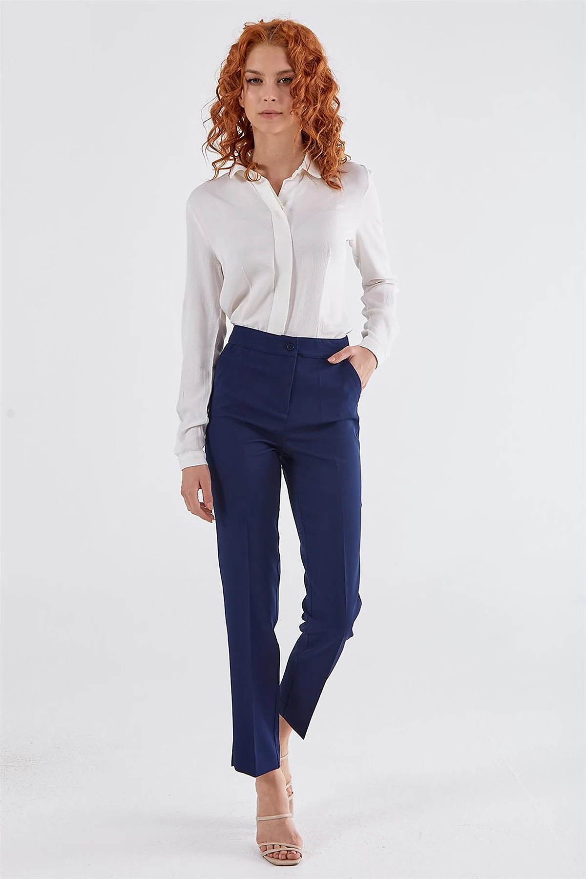 Cigarette Fit Pantolon Lacivert 