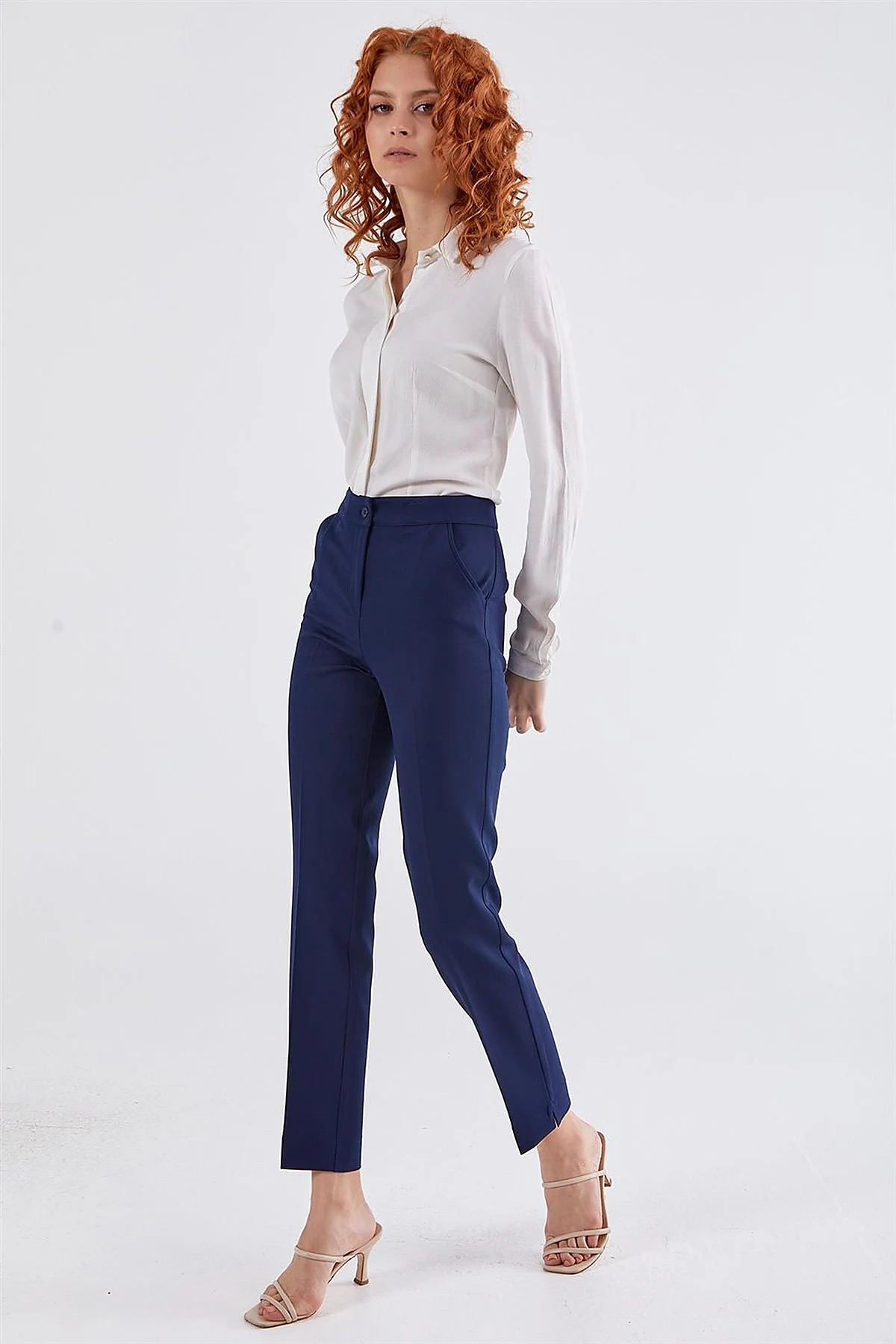 Cigarette Fit Pantolon Lacivert 